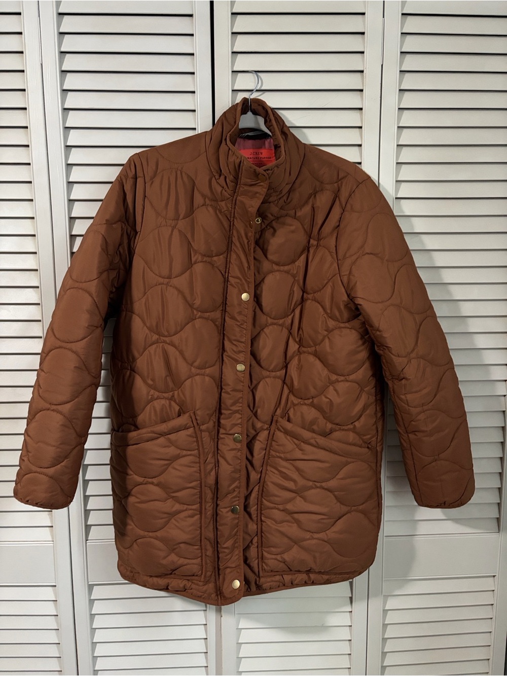 J Crew Medium Signature Cocoon Puffer Quilted Brown Nutmeg Coat Jacket